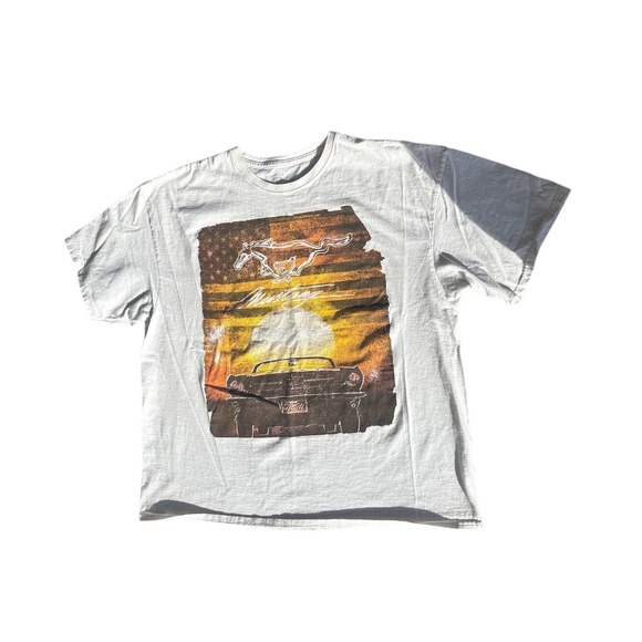 Ford Mustang Graphic T Shirt Mens 2XL American Flag Sunset Classic Car - Picture 4 of 6